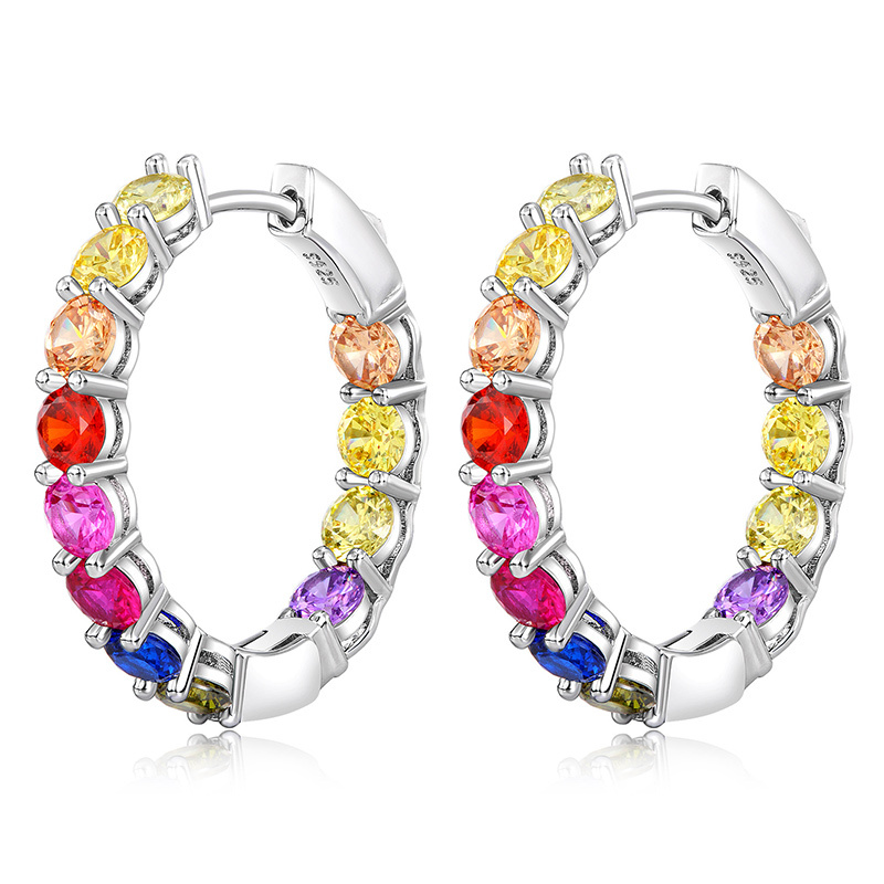 Sotiya Multi Color Rainbow Hoop Earrings Sterling Silver-Sotiya