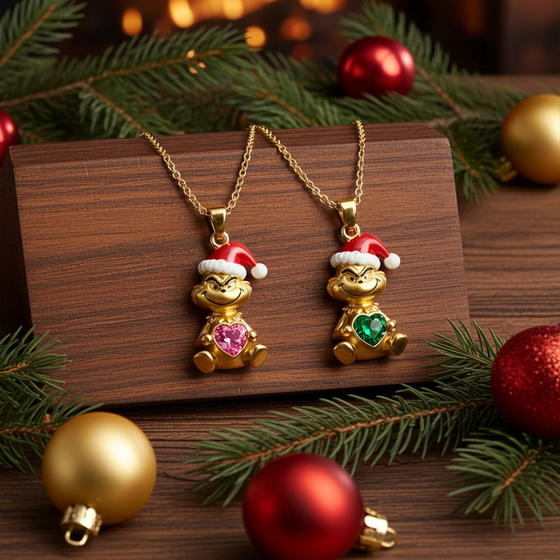 Sotiya Christmas Monster Embraces Love Heart Necklace Sterling Silver-Sotiya