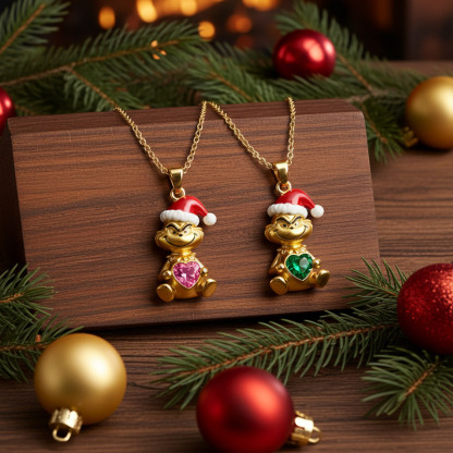 Sotiya Christmas Monster Embraces Love Heart Necklace Sterling Silver-Sotiya