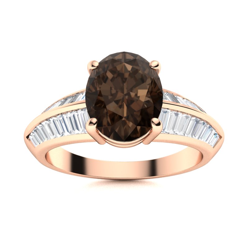 Sotiya Sidestone Coffee Oval Cut Engagement Ring Sterling Silver-Sotiya