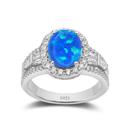 Sotiya Oval Cut Opal Halo Engagement Ring Sterling Silver-Sotiya