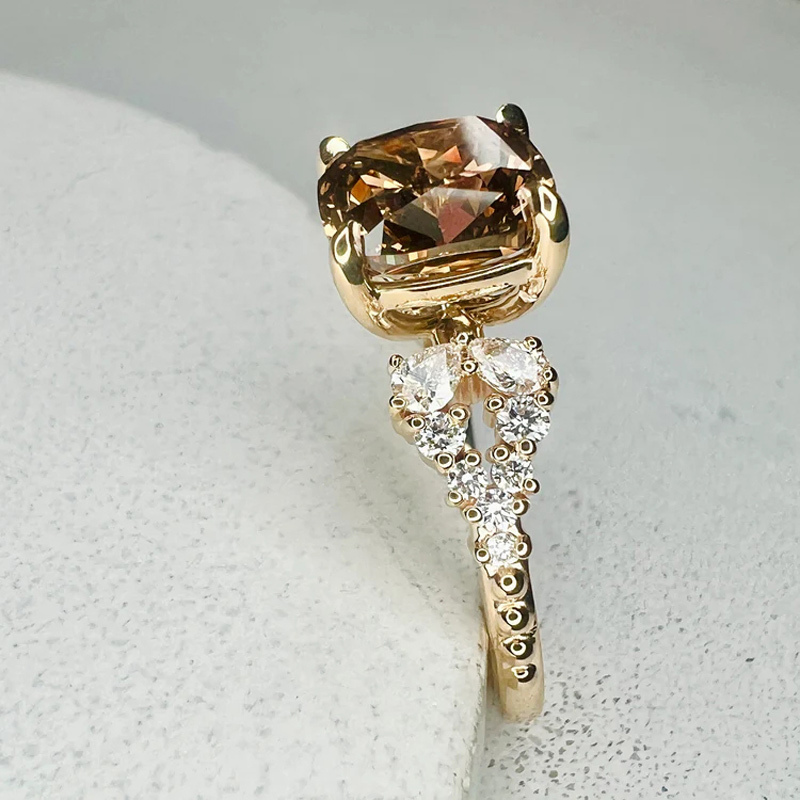 Sotiya Sidestone Coffee Cushion Cut Engagement Ring Sterling Silver-Sotiya