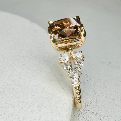 Sotiya Sidestone Coffee Cushion Cut Engagement Ring Sterling Silver-Sotiya