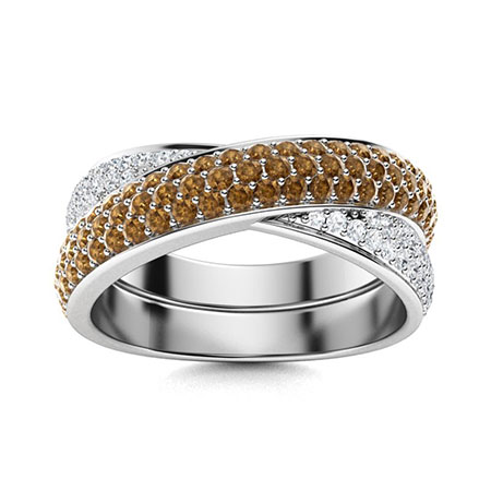 Sotiya Cross Round Cut Coffee Women's Wedding Ring Sterling Silver-Sotiya