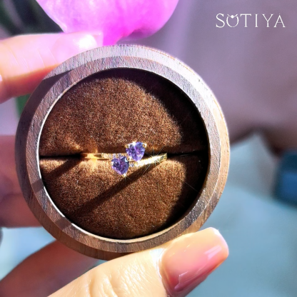 Sotiya Heart Cut Two Stone Promise Ring Sterling Silver