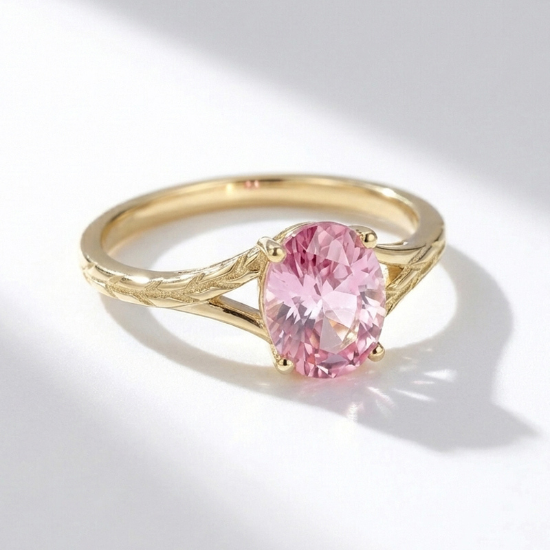 Sotiya Nature Inspired Pink Oval Fantasy Starbrite Cut Engagement Ring Sterling Silver-Sotiya