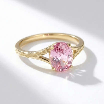 Sotiya Nature Inspired Pink Oval Fantasy Starbrite Cut Engagement Ring Sterling Silver-Sotiya