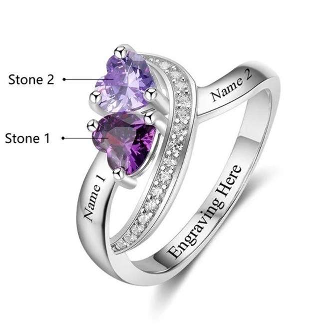 Sotiya Infinity Personalized Birthstone and Name Engagement Ring Sterling Silver-Sotiya