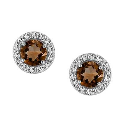Sotiya Halo Coffee Round Cut Stud Earrings Sterling Silver-Sotiya