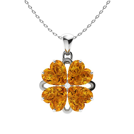 Sotiya Customizable 12 Birthstones Four Leaf Clover Flower Heart Cut Necklace Sterling Silver-Sotiya