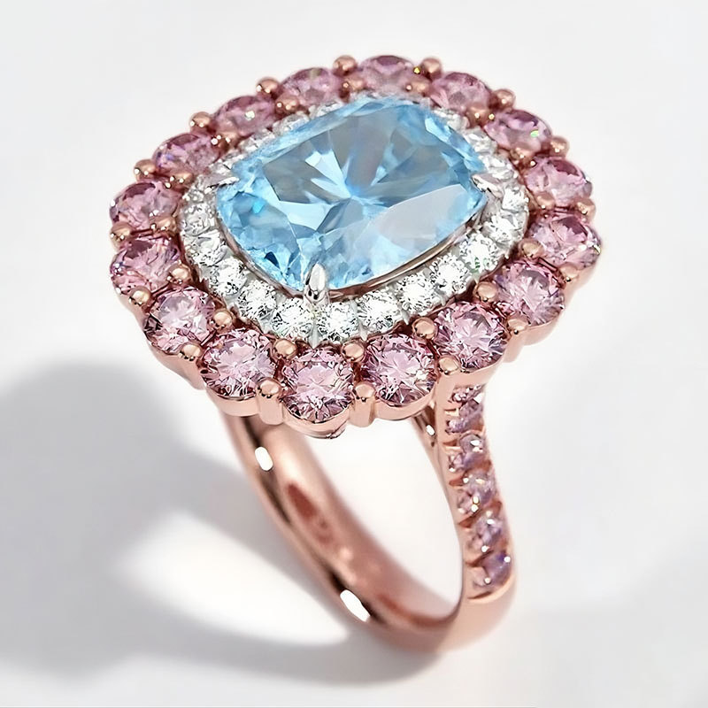 Sotiya Cathedral Cushion Cut Multi Colored Engagement Ring Sterling Silver-Sotiya