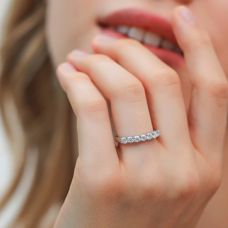 Sotiya Round Cut Moissanite Anniversary Ring Sterling Silver-Sotiya