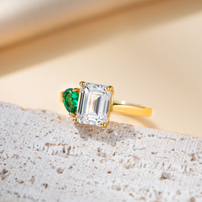 Sotiya Personalized Toi et Moi Emerald and Pear Cut Two Stone Engagement Ring-Sotiya