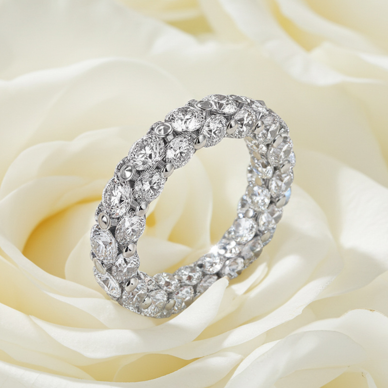 Sotiya Fully Inlaid Women's Wedding Ring Eternity Band Sterling Silver-Sotiya