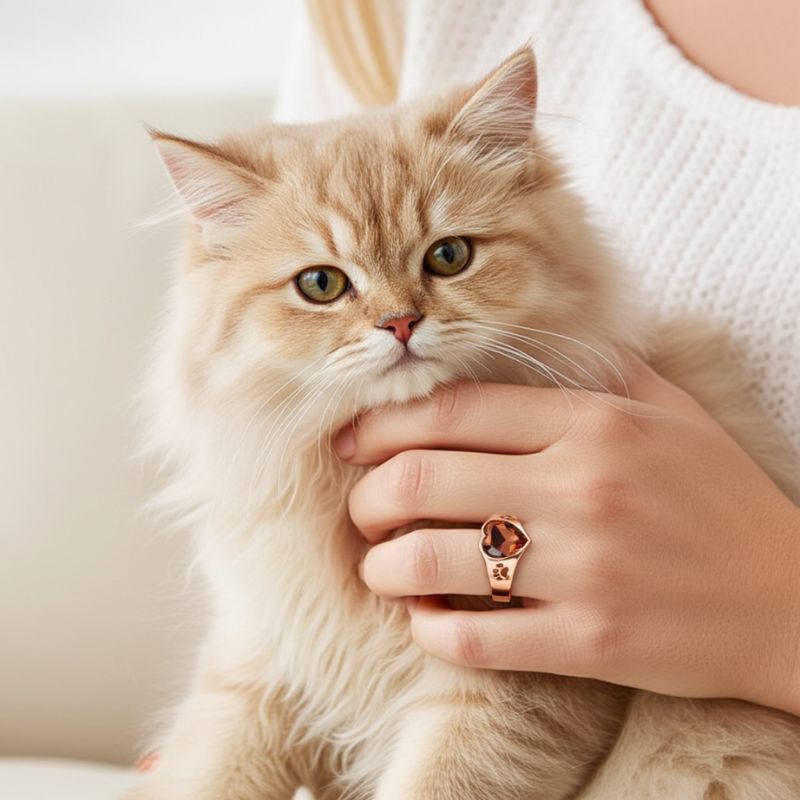 Sotiya Pet Cat Dog Paw Solitaire Coffee Heart Cut Engagement Ring Sterling Silver-Sotiya