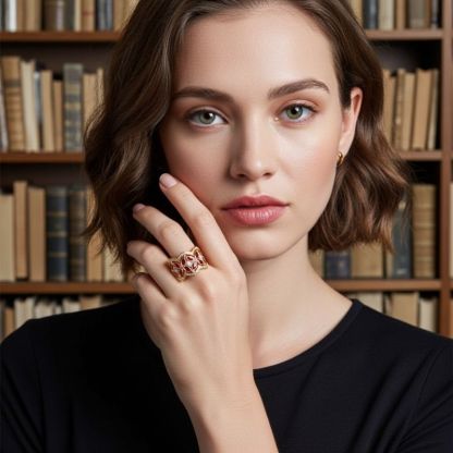 Sotiya Round and Marquise Cut Flower Ring Sterling Silver-Sotiya