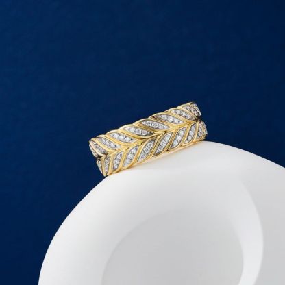 Sotiya Feather Design Unisex Coffee Chevron Band Ring Sterling Silver-Sotiya