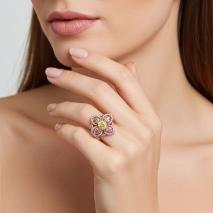 Sotiya Four Leaf Clover Round Cut Engagement Ring Sterling Silver-Sotiya