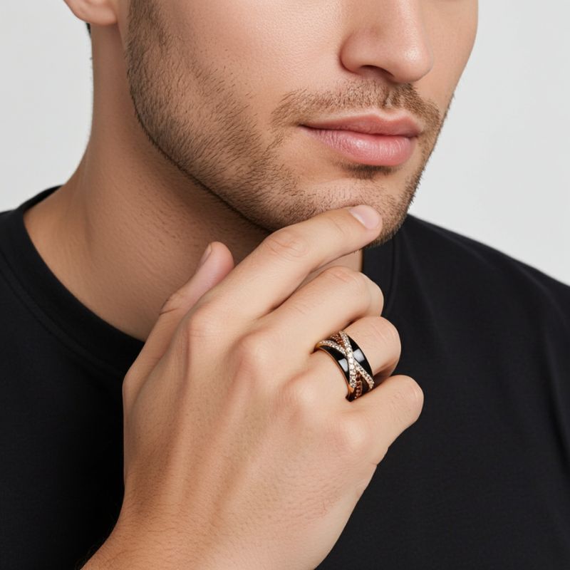 Sotiya Cross Knot Coffee Unisex Wedding Ring Sterling Silver-Sotiya