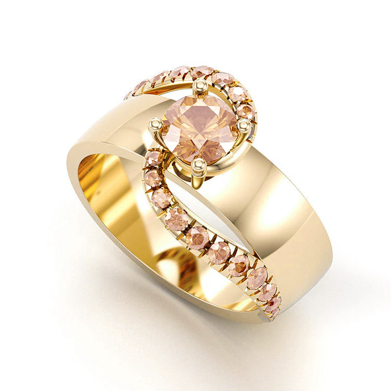 Sotiya Bypass Round Cut Cigar Coffee Engagement Ring Sterling Silver