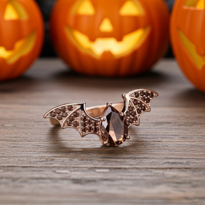 Sotiya Bat Design Pear Cut Coffee Cocktail Ring Sterling Silver-Sotiya