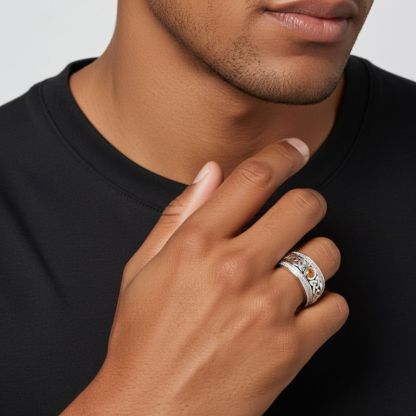 Sotiya Vintage Celtic Knot Round Cut Coffee Unisex Eternity Ring Sterling Silver