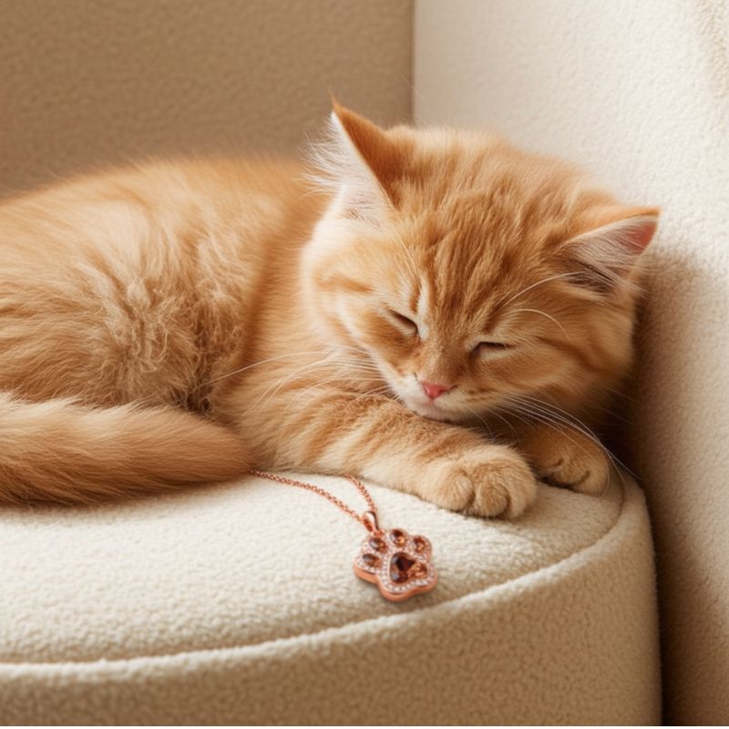 Sotiya Pet Cat Dog Paw Halo Coffee Heart Cut Pendant Necklace Sterling Silver