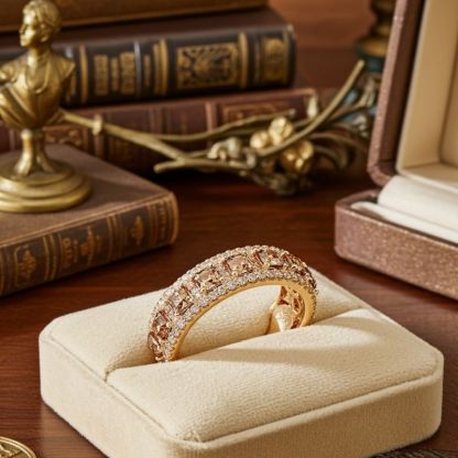 Sotiya Rose Gold Tone Asscher Cut Coffee Eternity Wedding Ring Sterling Silver