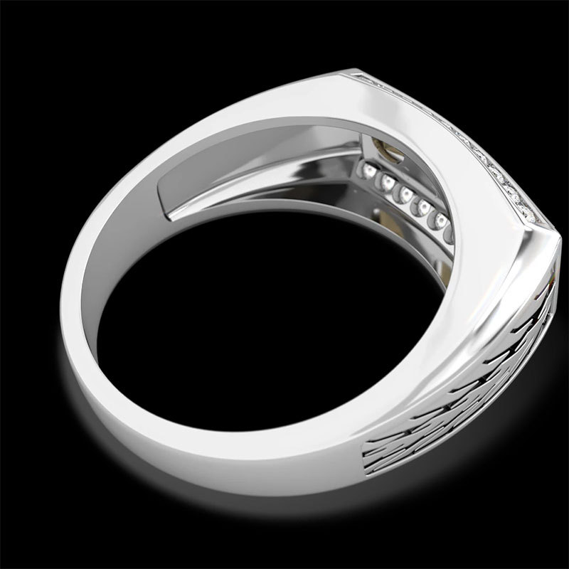 Sotiya Chocolate Three Stone Tire Tread Men's Wedding Ring Sterling Silver-Sotiya