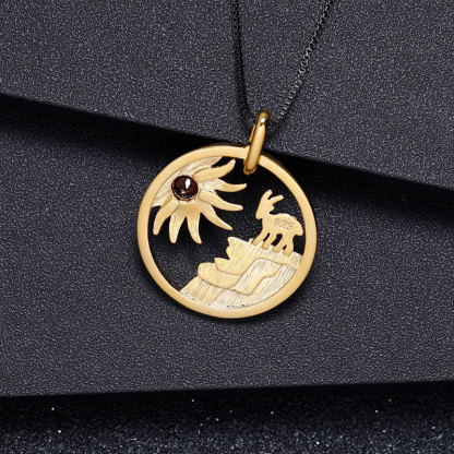 Sotiya Coffee Natural Smoky Quartz Animal Nature Inspired Necklace Sterling Silver-Sotiya