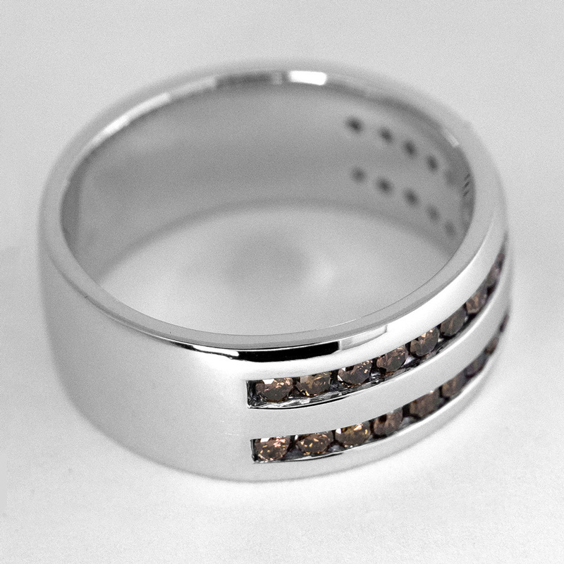 Sotiya Two Row Coffee Stone Men's Wedding Ring Sterling Silver-Sotiya