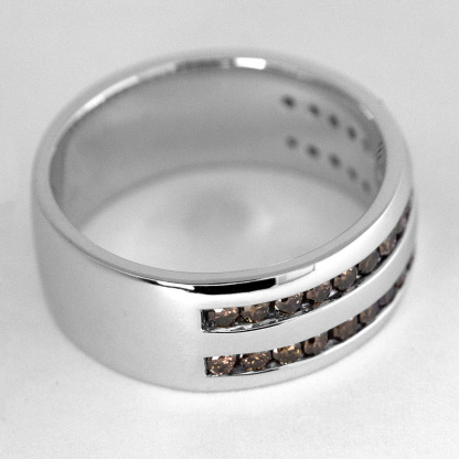 Sotiya Two Row Coffee Stone Men's Wedding Ring Sterling Silver-Sotiya