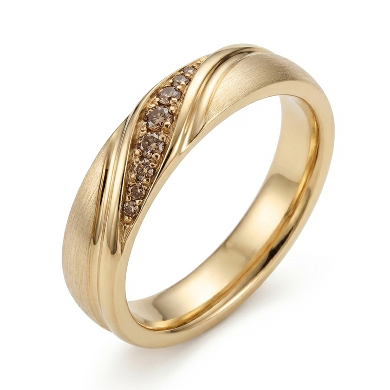 Sotiya Curved Design Round Cut Coffee Couple Rings Sterling Silver-Sotiya