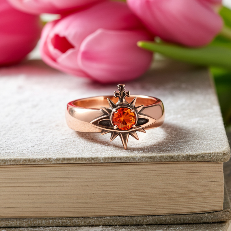 Sotiya Duskendale Pierced Sun Round Cut Cocktail Ring Sterling Silver-Sotiya