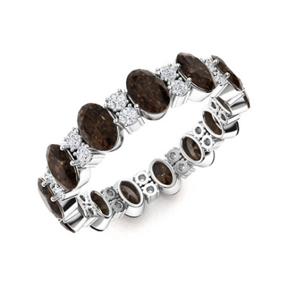 Sotiya Coffee Oval Cut Eternity Ring Sterling Silver-Sotiya