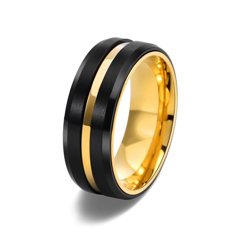 Sotiya 8mm Two Tone Rotating Men's Wedding Ring Titanium Steel-Sotiya