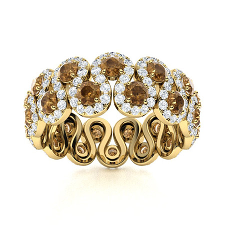 Sotiya S-shaped Round Cut Coffee Eternity Ring Sterling Silver-Sotiya