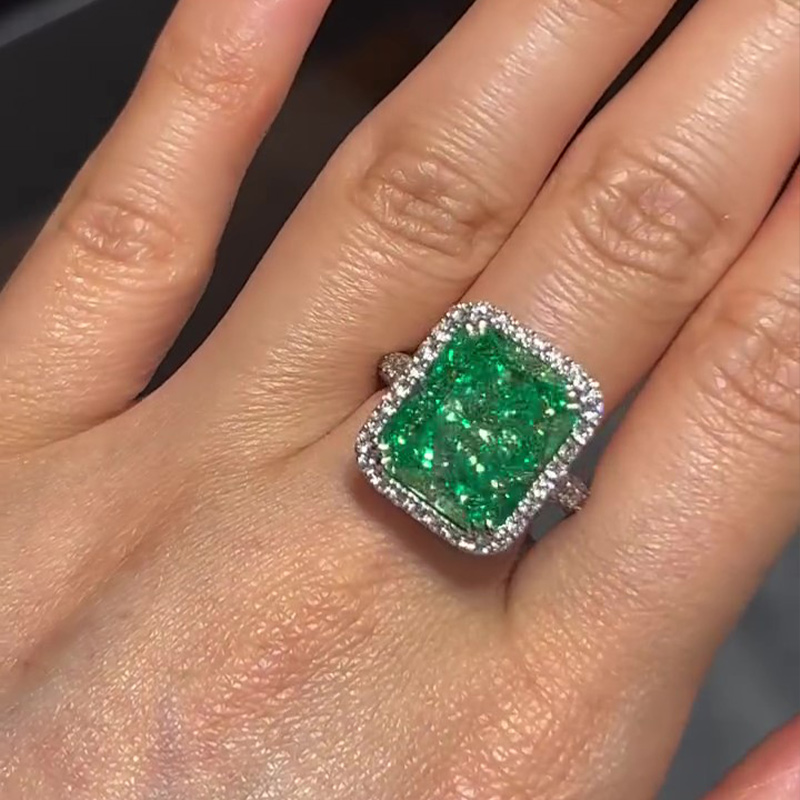 Sotiya Paraiba Halo Radiant Cut Engagement Ring Sterling Silver-Sotiya