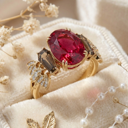 Sotiya Oval Cut and Coffin Cut Coffee Bat Shank Engagement Ring Sterling Silver-Sotiya