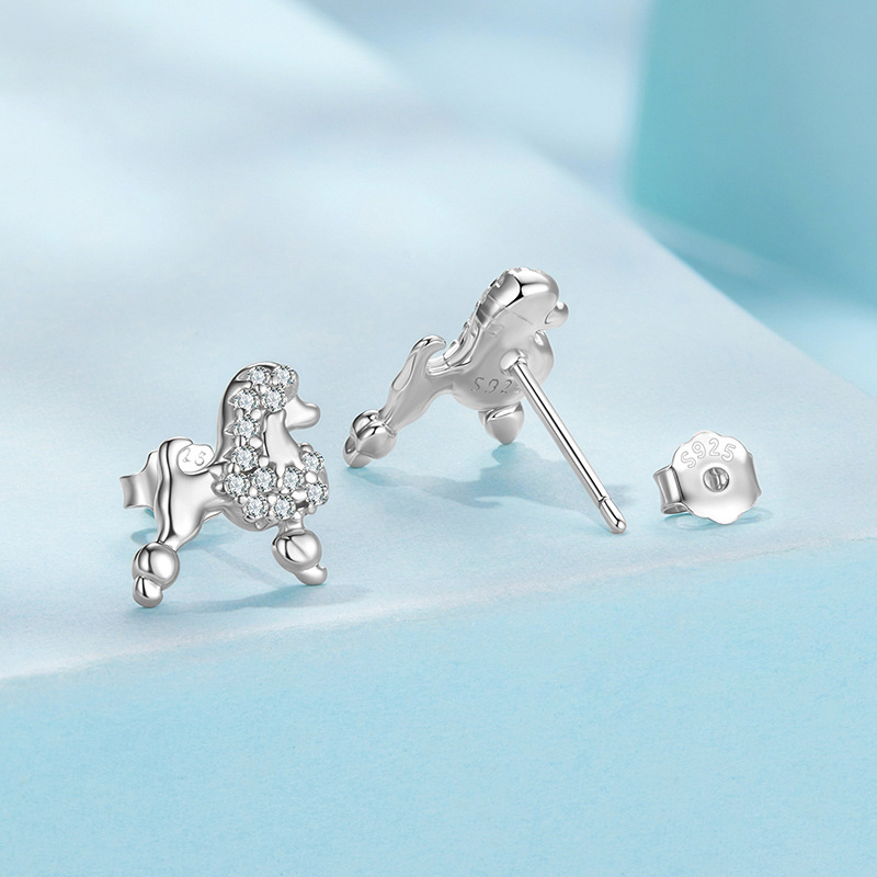Sotiya Cute Poodle Dog Stud Earrings Sterling Silver-Sotiya
