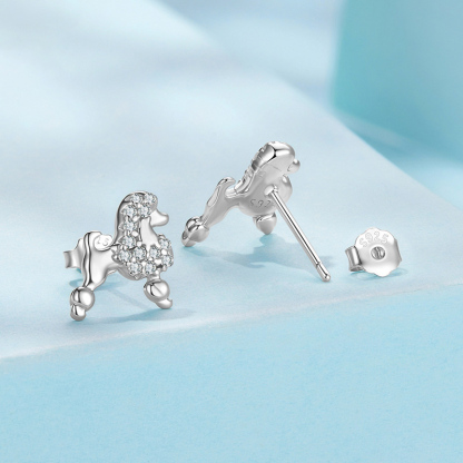 Sotiya Cute Poodle Dog Stud Earrings Sterling Silver-Sotiya