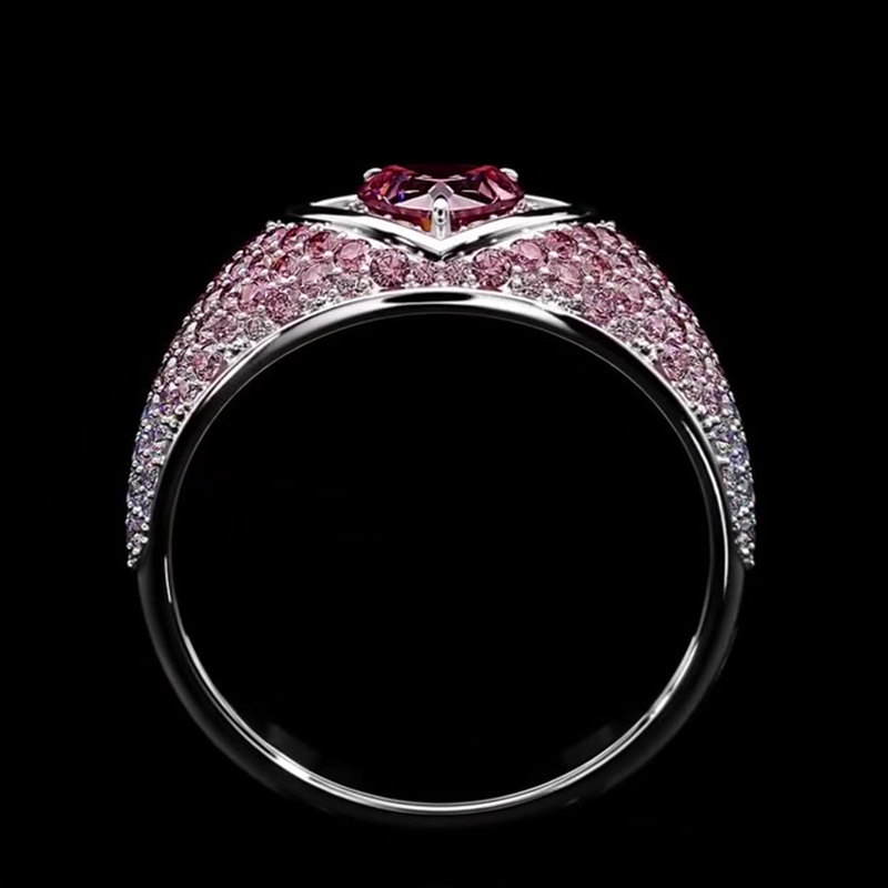 Sotiya Halo Heart Cut Gradient Micro Pave Coffee Engagement Ring Sterling Silver-Sotiya