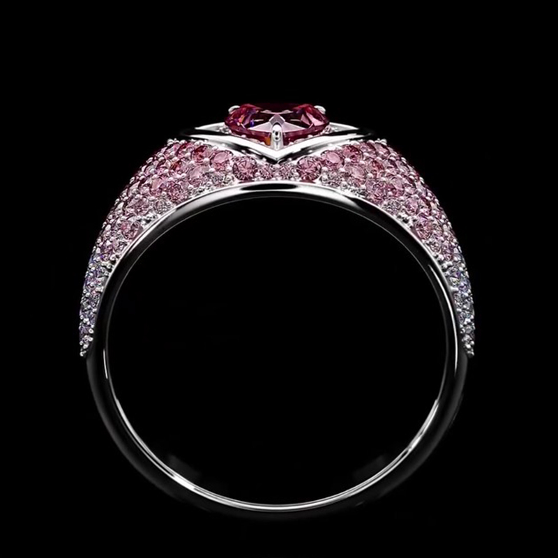 Sotiya Halo Heart Cut Gradient Micro Pave Coffee Engagement Ring Sterling Silver-Sotiya