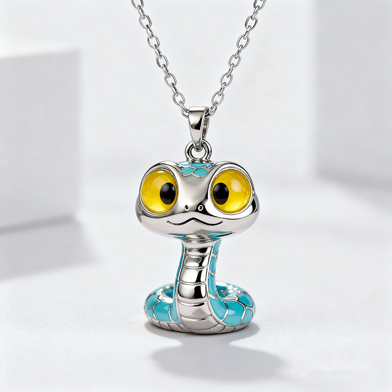 Animal City Snake Inspired Enamel Necklace-Sotiya