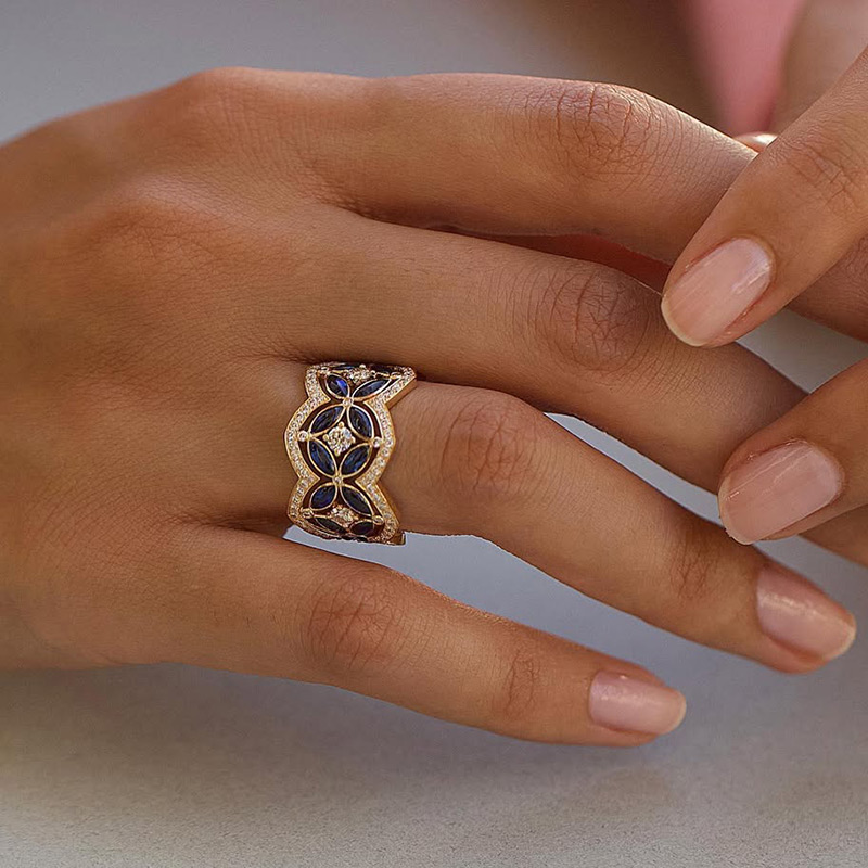 Sotiya Round and Marquise Cut Flower Ring Sterling Silver-Sotiya