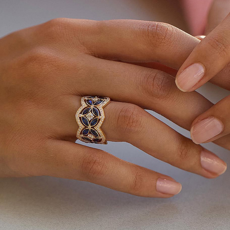 Sotiya Round and Marquise Cut Flower Ring Sterling Silver-Sotiya