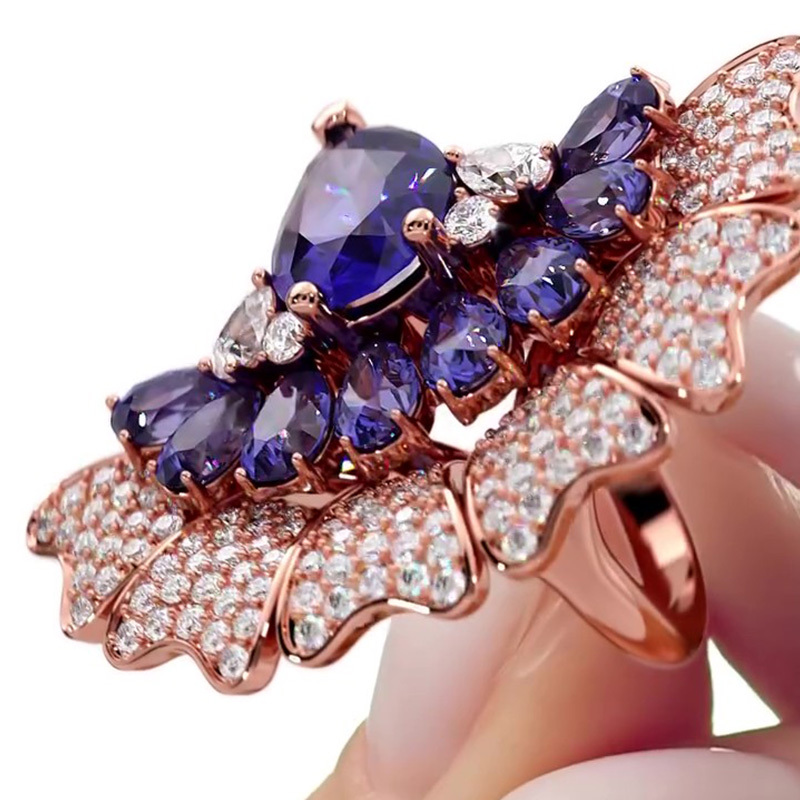 Sotiya Peacock Inspired Pear Cut Cocktail Ring Sterling Silver-Sotiya