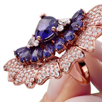 Sotiya Peacock Inspired Pear Cut Cocktail Ring Sterling Silver-Sotiya