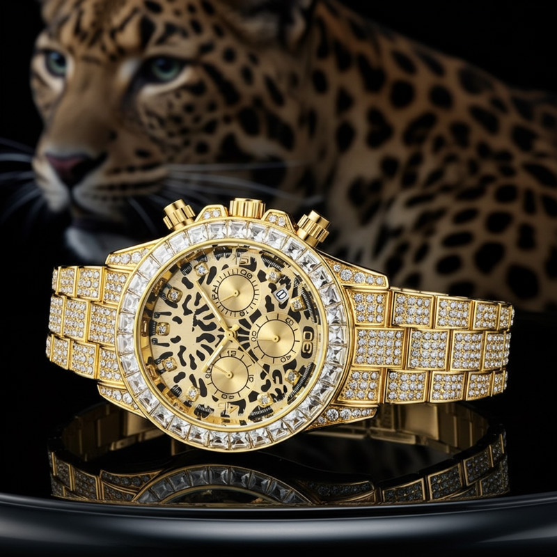 Sotiya Leopard Print Tortoiseshell Pattern Dial Luxury Waterproof Quartz Unisex Watch-Sotiya