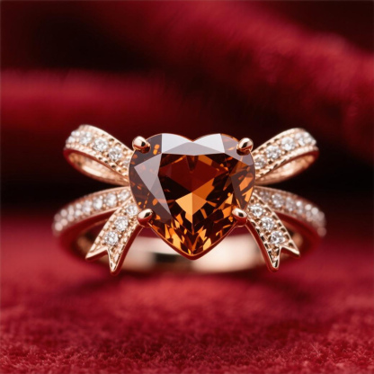 Sotiya Bowknot Heart Cut Coffee Engagement Ring Sterling Silver-Sotiya